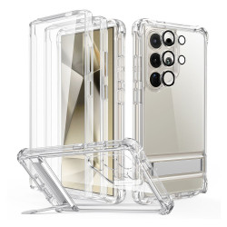Coque intégral ESR Armor Tough Kickstand 360 avec protecteur d'écran et MagSafe pour Samsung Galaxy S24 Ultra - Transparent