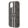 Coque arrière rigide Guess 4G Printed Stripes avec MagSafe pour Apple iPhone 15 - Marron 4