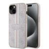 Coque arrière rigide Guess 4G Printed Stripes avec MagSafe pour Apple iPhone 15 - Rose 0