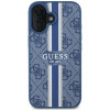 Coque arrière rigide Guess 4G Printed Stripes avec MagSafe pour Apple iPhone 16 - Bleu 1