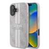 Coque arrière rigide Guess 4G Printed Stripes avec MagSafe pour Apple iPhone 16 - Rose 0