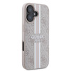 Coque arrière rigide Guess 4G Printed Stripes avec MagSafe pour Apple iPhone 16 - Rose 3
