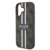 Coque arrière rigide Guess 4G Printed Stripes avec MagSafe pour Apple iPhone 16 Plus - Marron 4