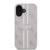 Coque arrière rigide Guess 4G Printed Stripes avec MagSafe pour Apple iPhone 16 Plus - Rose 2