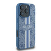 Coque arrière rigide Guess 4G Printed Stripes avec MagSafe pour Apple iPhone 16 Pro - Bleu 3