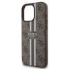 Coque arrière rigide Guess 4G Printed Stripes avec MagSafe pour Apple iPhone 16 Pro - Marron 4