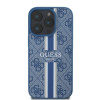 Coque arrière rigide Guess 4G Printed Stripes avec MagSafe pour Apple iPhone 16 Pro Max - Bleu 1