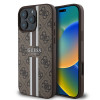 Coque arrière rigide Guess 4G Printed Stripes avec MagSafe pour Apple iPhone 16 Pro Max - Marron 0