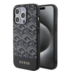 Coque arrière rigide Guess GCube Stripes avec MagSafe pour Apple iPhone 15 Pro Max - Noir