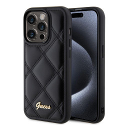Coque arrière Guess Quilted Puffed Metal Logo pour Apple iPhone 15 Pro Max - Noir
