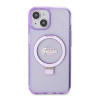Coque arrière Guess Ring Stand Script Glitter avec MagSafe pour Apple iPhone 15 - Violet 2