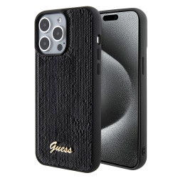 Coque arrière Guess Sequin Script Metal pour Apple iPhone 15 Pro Max - Noir