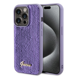 Coque arrière Guess Sequin Script Metal pour Apple iPhone 15 Pro - Violet