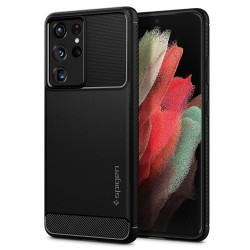 Coque arrière Spigen Rugged Armor pour Samsung Galaxy S21 Ultra - Noir