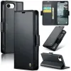 Coque portefeuille CASEME Litchi Texture pour Apple iPhone 17e/16e - Noir