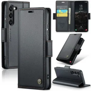 Coque portefeuille CASEME Litchi Texture pour Samsung Galaxy S25 - Noir