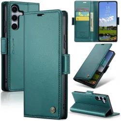 Coque portefeuille CASEME Litchi Texture pour Samsung Galaxy S25 Plus - Vert