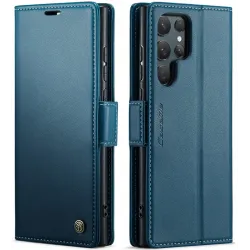 Coque portefeuille CASEME Litchi Texture pour Samsung Galaxy S25 Ultra - Bleu