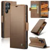 Coque portefeuille CASEME Litchi Texture pour Samsung Galaxy S25 Ultra - Marron