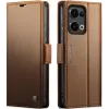 Coque portefeuille CASEME Litchi Texture pour Oppo Reno13 - Marron