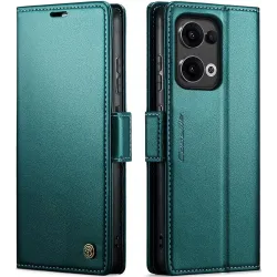 Coque portefeuille CASEME Litchi Texture pour Oppo Reno13 - Vert
