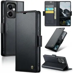 Coque portefeuille CASEME Litchi Texture pour Oppo Reno13 F 4G/5G / Reno13 FS 5G - Noir