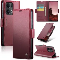 Coque portefeuille CASEME Litchi Texture pour Oppo Reno13 Pro - Rouge