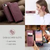 Coque portefeuille CASEME Retro Texture pour Apple iPhone 17e/16e - Bordeaux 9
