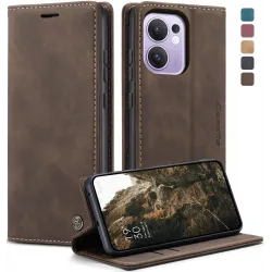 Coque portefeuille CASEME Retro Texture pour Oppo Reno13 F 4G/5G / Reno13 FS 5G - Marron foncé