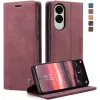 Coque portefeuille CASEME Retro Texture pour Samsung Galaxy S25 Edge - Bordeaux