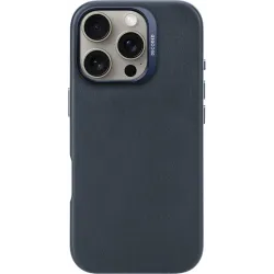 Coque arrière Decoded en cuir véritable pour Apple iPhone 16 Pro - Navy