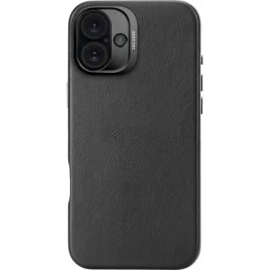 Coque arrière Decoded en cuir véritable pour Apple iPhone 16 Plus - Noir