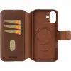 Coque portefeuille détachable Decoded en cuir véritable 2-en-1 pour Apple iPhone 16 - Tan 5