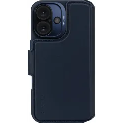 Coque portefeuille en cuir véritable Decoded en cuir véritable 2-en-1 pour Apple iPhone 16 - Navy