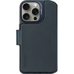 Coque portefeuille détachable Decoded en cuir véritable 2-en-1 pour Apple iPhone 16 Pro - Navy