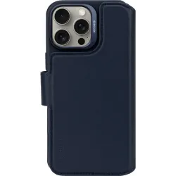 Coque portefeuille détachable Decoded en cuir véritable 2-en-1 pour Apple iPhone 16 Pro Max - Navy