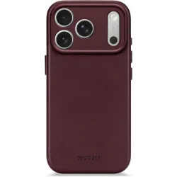 Coque arrière Decoded en cuir véritable pour Apple iPhone 17 Pro Max - Dark Ruby