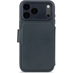Coque portefeuille détachable Decoded en cuir véritable 2-en-1 pour Apple iPhone 17 Pro - Navy Shadow