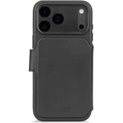 Coque portefeuille détachable Decoded en cuir véritable 2-en-1 pour Apple iPhone 17 Pro - Noir