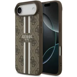 Coque arrière rigide Guess 4G Printed Stripes avec MagSafe pour Apple iPhone Air - Marron
