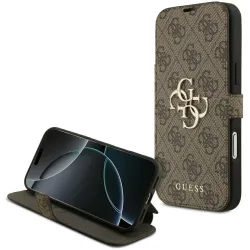 Coque portefeuille Guess 4G Big Metal Logo pour Apple iPhone 17 Pro Max - Marron