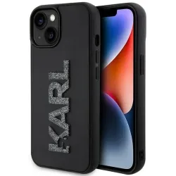 Coque arrière Karl Lagerfeld 3D Rubber Glitter Logo pour Apple iPhone 15 Plus/14 Plus - Noir