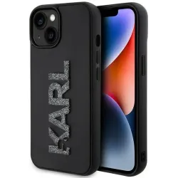 Coque arrière Karl Lagerfeld 3D Rubber Glitter Logo pour Apple iPhone 15 - Noir