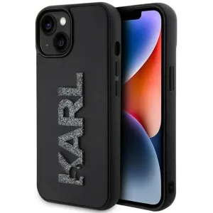 Coque arrière Karl Lagerfeld 3D Rubber Glitter Logo pour Apple iPhone 15 - Noir