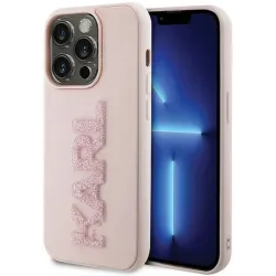 Coque arrière Karl Lagerfeld 3D Rubber Glitter Logo pour Apple iPhone 15 Pro Max - Rose