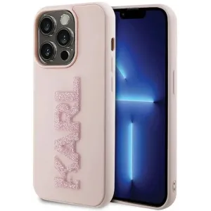 Coque arrière Karl Lagerfeld 3D Rubber Glitter Logo pour Apple iPhone 15 Pro Max - Rose