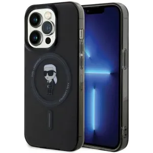 Coque arrière Karl Lagerfeld IML Ikonik avec MagSafe pour Apple iPhone 15 Pro - Noir