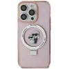 Coque arrière rigide Karl Lagerfeld Ring Stand Karl & Choupette avec MagSafe pour Apple iPhone 15 Plus/14 Plus - Rose