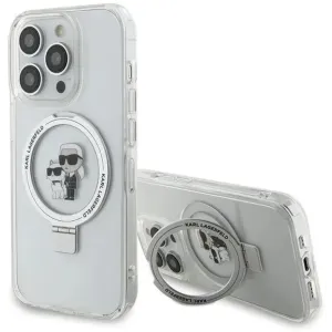 Coque arrière rigide Karl Lagerfeld Ring Stand Karl & Choupette avec MagSafe pour Apple iPhone 14 Pro - Blanc