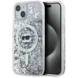 Coque arrière Karl Lagerfeld Liquid Glitter Choupette Head avec MagSafe pour Apple iPhone 14 - Transparent